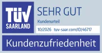 TÜV Saarland zeichnet CHECK24 erneut mit „sehr gut“ aus - Award Logo